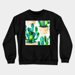 Watercolor cactus plant cactus pattern Crewneck Sweatshirt